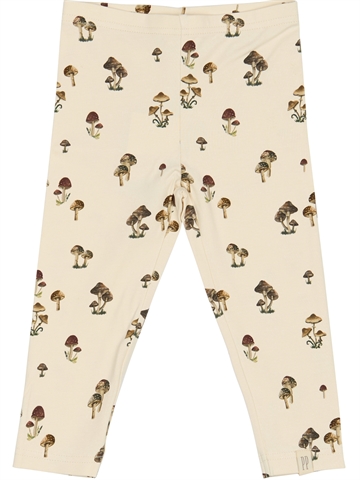 Petit Piao leggings i creme med Fungi svampeprint set forfra